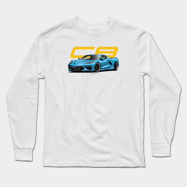 Corvette C8 Long Sleeve T-Shirt by LpDesigns_